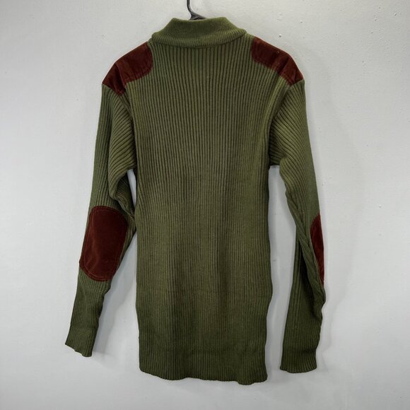 Rothco Military Sweater XL Men Olive Green Ribbed Elbow Patches Commando Mock - Picture 3 of 5